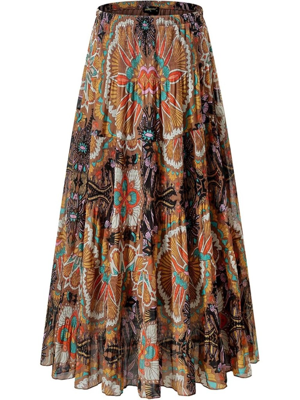 Women’s Chiffon Elastic High Waist Pleated A-Line Maxi Skirts